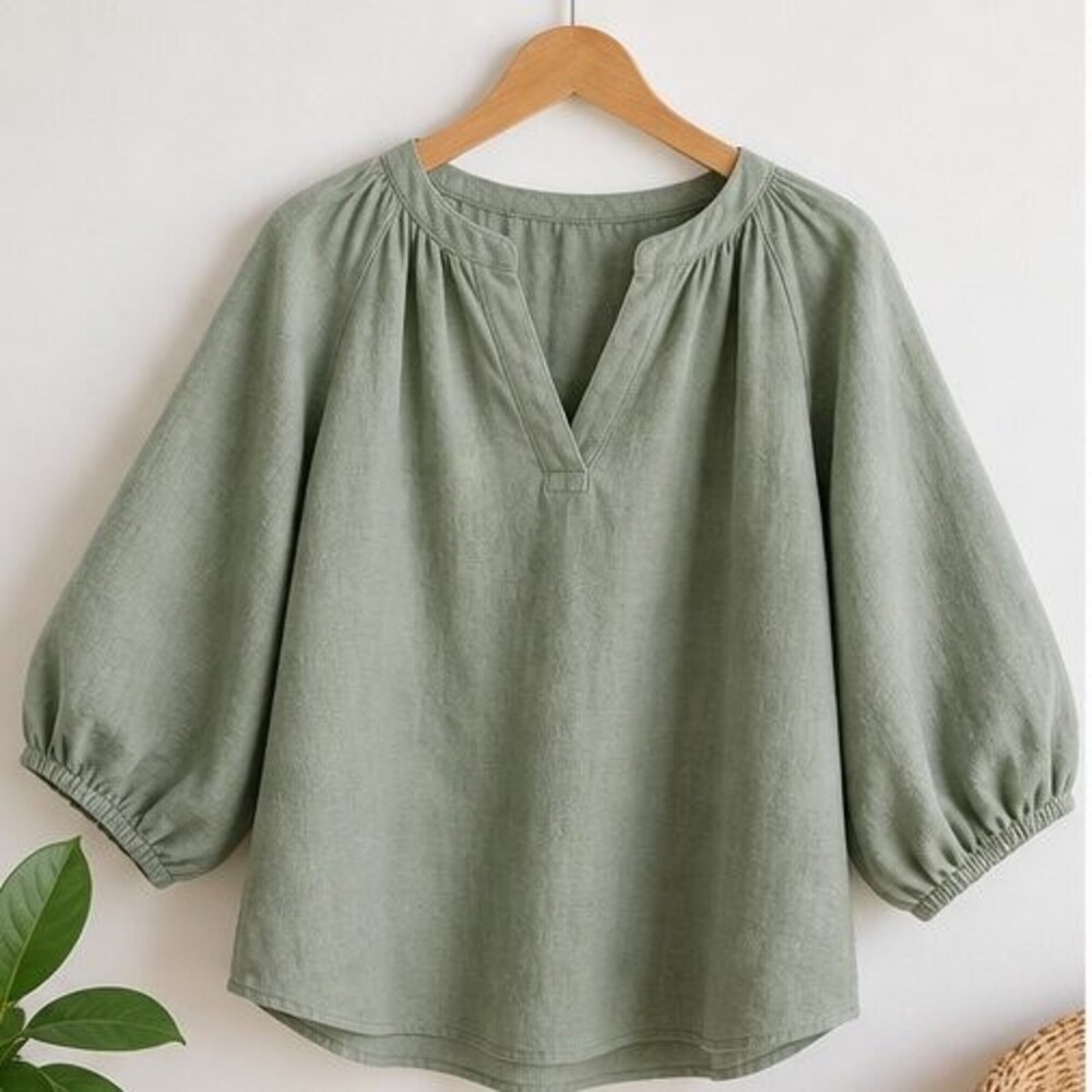 Sage Lace Trim Top